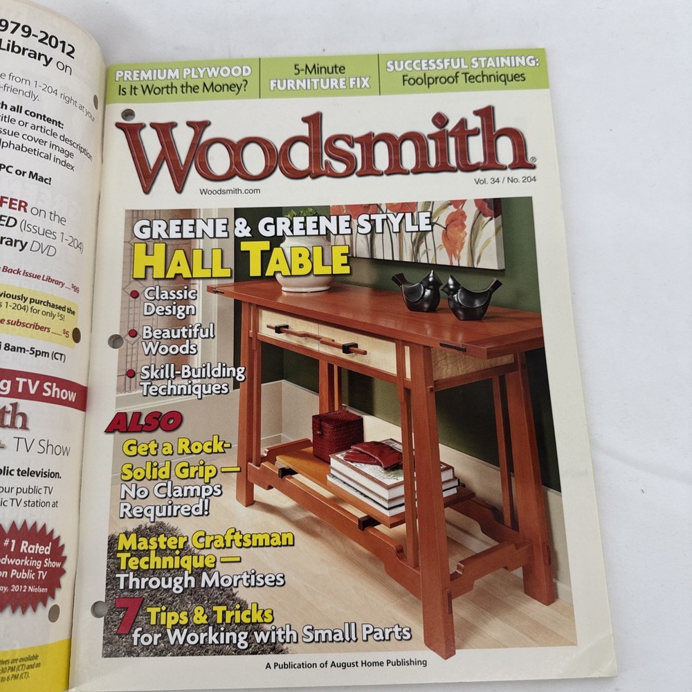 WOODSMITH Vol. 34 Issue 204 - HALL TABLE, MUSIC BOX, STEP-BACK BOOKCASE